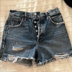 Agolde Button-Up Distressed Denim Shorts